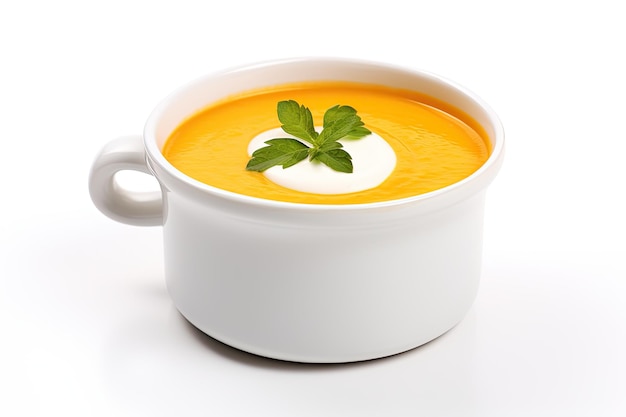 Zdjęcie zupa z marchewki z bliska na białym tle