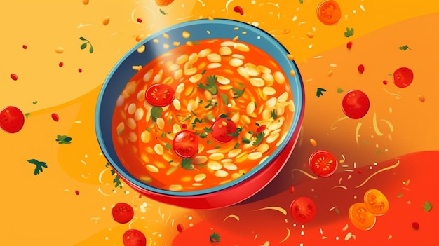 Zupa z soczewicy mączka z soczewicy w misce czerwony pomidor kremowy lenGenerative AI