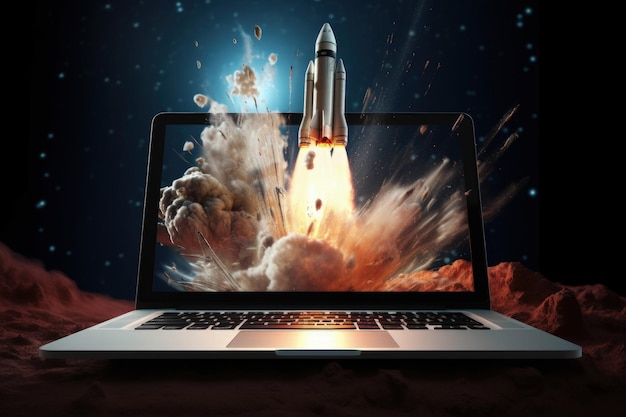 Zwiększenie wydajności ekranu laptopa Uruchamianie rakiety kosmicznej Przyspieszenie i koncepcja naprawy