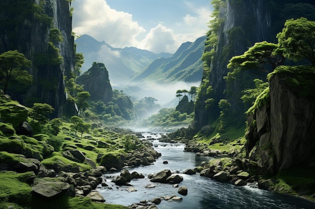 Zwiększona natura Zdumiewające krajobrazy 3D
