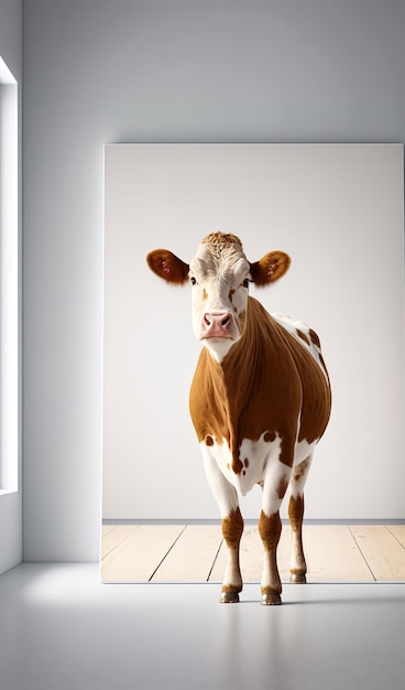 Zwierz?t domowych stoj?cych pionowo Cute krowy na bia?ym tle Generative AI