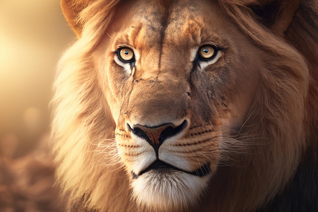 Zdjęcie zwierząt portret lwa ilustracja ai generatywna