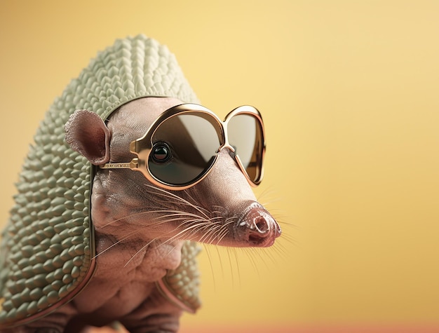 Zdjęcie zwierzę armadillo noszące okulary przeciwsłoneczne