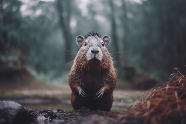 Zwierzę kapibara w środowisku naturalnym