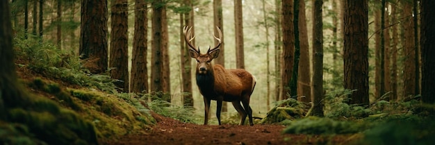Zwierzę spacerujące po zielonym lesie