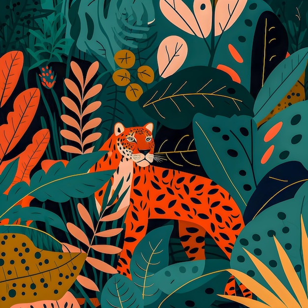 Zwierzęta dżungli wzór ilustracja płaska konstrukcja