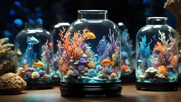Zdjęcie zwierzęta morskie w butelce