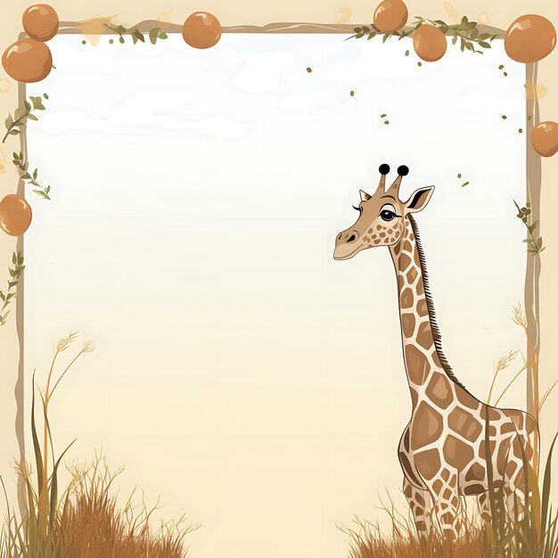 Zdjęcie zwierzęta ramka słodko plamionej młodzieńczej żyrafy kreatywnie przypominająca uroczy twórczy projekt 2d