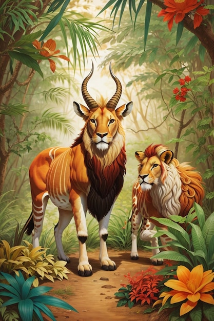 Zdjęcie zwierzęta w tropikalnej dżungli