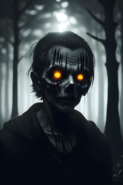 Zwłoki zombie w ciemnym lesie Koncepcja Halloween