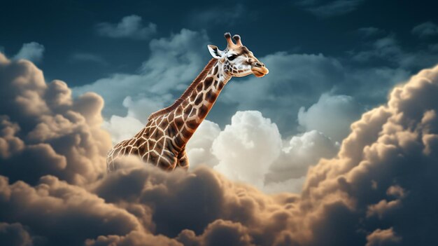 Zdjęcie Żyrafa nad burzliwymi chmurami