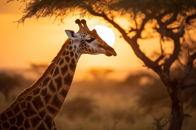 Zdjęcie Żyrafa w majestatycznym odcinku afrykańskiej sawanny