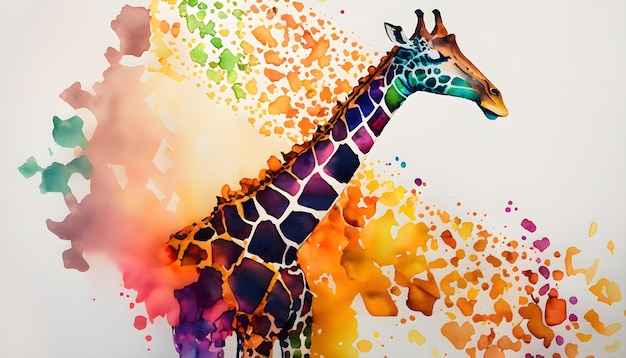żyrafa z kolorowym malowaniem
