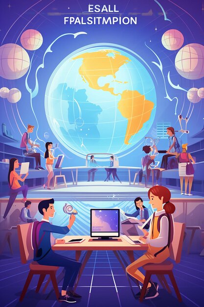 Zdjęcie Żywa ilustracja globalnej klasy na międzynarodowy dzień edukacji