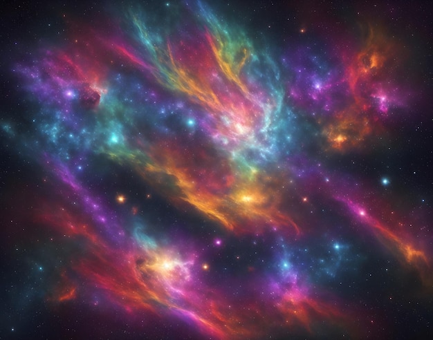 Żywa kolorowa świecąca mgławica galaktyka w kosmicznej scenie kosmicznej