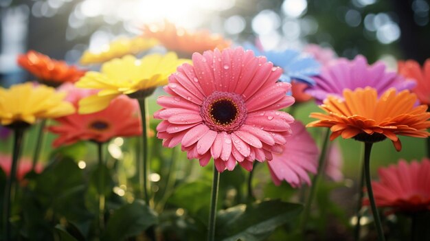 żywa stokrotka gerbera na łące piękna w przyrodzie