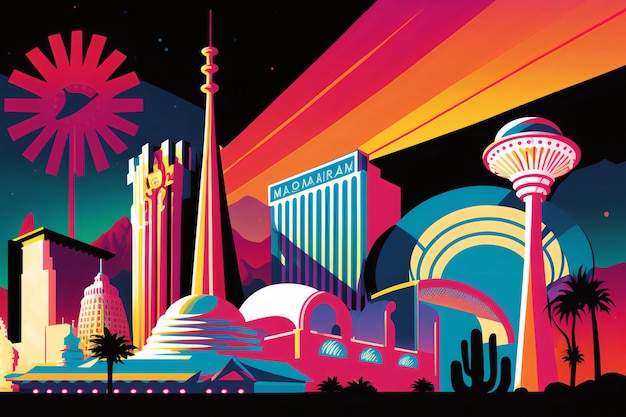 Żywąca ilustracja Las Vegas Strip w nocy