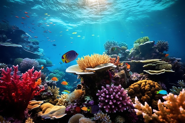 Żywąca rafa koralowa pełna życia i kolorów realistyczne zdjęcie hd