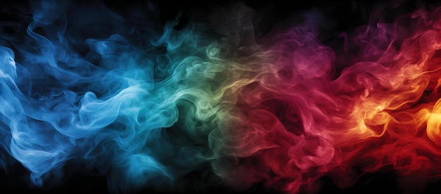 Żywe abstrakcyjne spektrum fal dymu przechodzących od chłodnych do ciepłych tonów