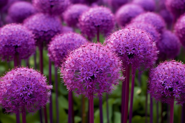 Zdjęcie Żywe fioletowe kwiaty allium kradną pokaz w fascynującym 32 kadrze