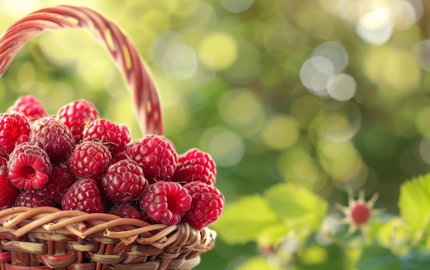 Żywe gromady świeżo zebranych malin położone w zielonych liściach prezentują naturalne piękno owoców i żywe kolory