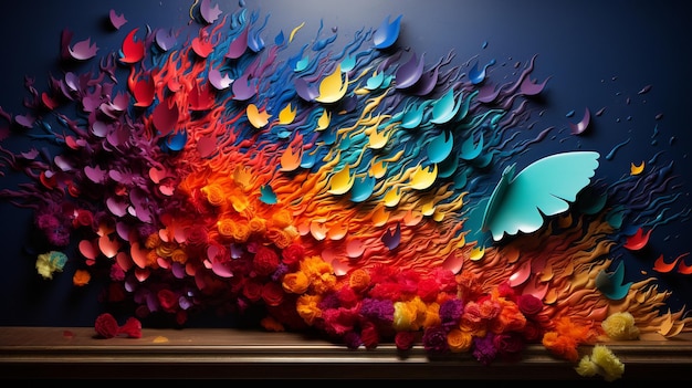 Żywe i zabawne kolorowe konfetti tańczące w strumieniach powietrza to kapryśny pokaz radości. Każde trzepotanie