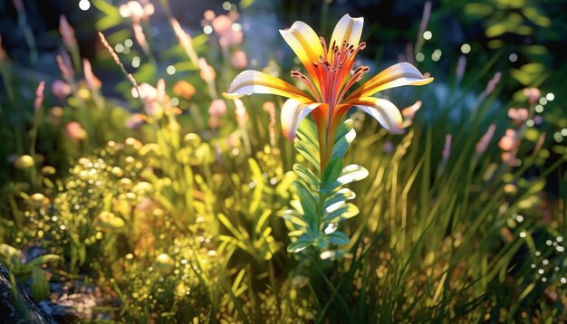 Żywe kolory rozkwitają w bukiecie natury, letnie piękno łąki generowane przez sztuczną inteligencję