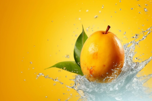 Żywe mango w rozbryzgującym się ruchu Duża przestrzeń do kopiowania Generatywna sztuczna inteligencja