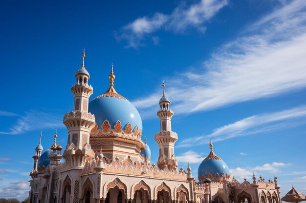 Żywe minarety meczetów na tle niebieskiego nieba