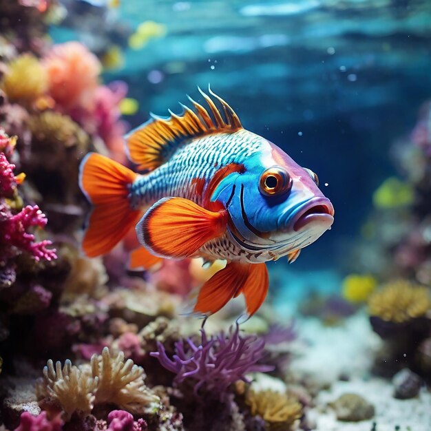 Żywe podwodne piękno ryb pływających w kolorowej rafie koralowej