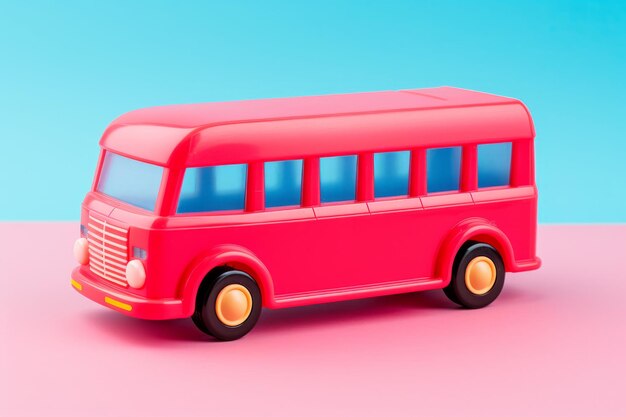 Żywe przygody Czerwony zabawkowy autobus otwiera drogę do wyobraźni