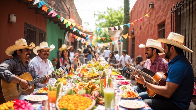 Żywe przyjęcie świętujące Cinco de Mayo z meksykańską radością