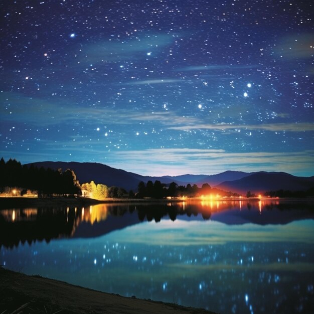 Zdjęcie Żywe, spadające gwiazdy smugi po nocnym niebie