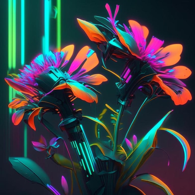 Żywe tło artystyczne cyfrowo wygenerowane tapety z kwiatami