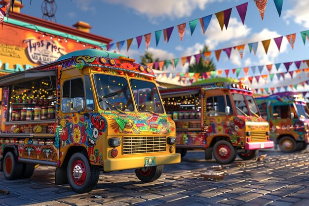 Żywe wielokulturowe festiwale food trucków