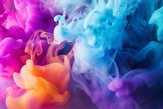 Zdjęcie Żywe wiry abstrakcyjne kropla akrylowa w wodzie tworzy wielobarwny żywy dym ar 32