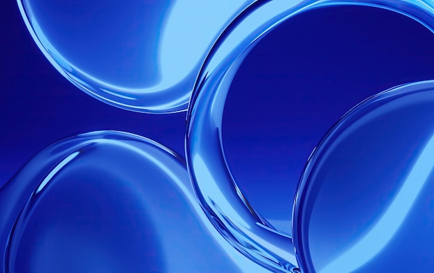 Żywe wzory geometryczne Abstrakcyjne niebieskie szkło z płynnym przepływem w tapecie 3D Render dla kreatywnych koncepcji