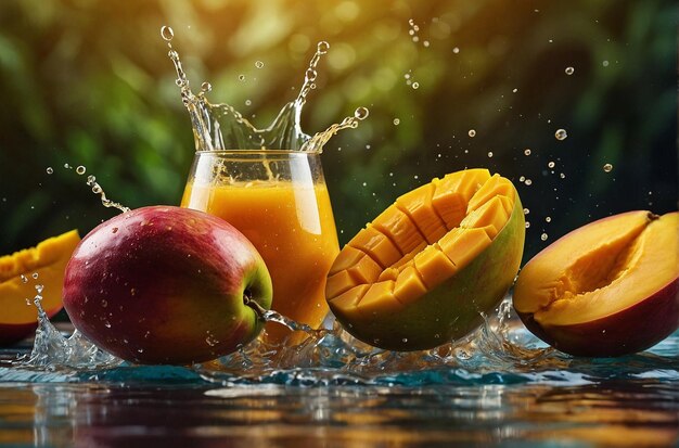 Zdjęcie Żywe zdjęcie mango juice splash