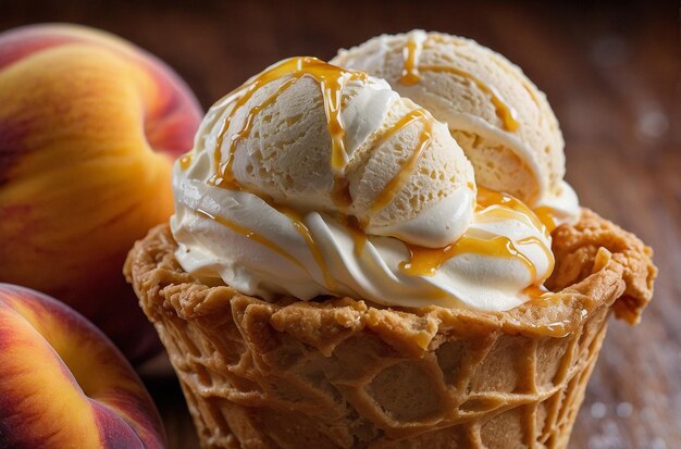 żywe zdjęcie Peach Cobbler Ice Cream Cone