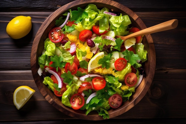 Żywność czerwona ciemna sałatka zielona zdrowa dieta wegetariańska warzywa świeże tło Generatywne sztuczna inteligencja