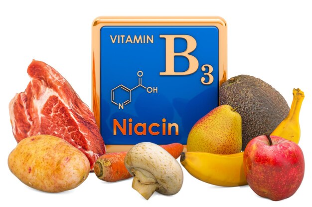 Zdjęcie Żywność o najwyższym zawartości witaminy b3 niacyna 3d rendering