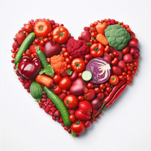 Zdjęcie Żywność zdrowa w kształcie serca warzywa i owoce opieka zdrowotna