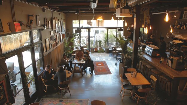 Zdjęcie Żywotna indie kawiarnia z modnymi ręcznie wykonanymi piwami i stylowym wykończeniem ucieleśniającym kulturę kawy dla gurmanów