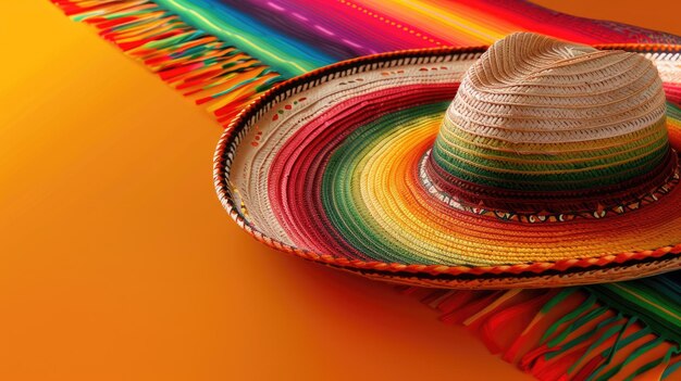 Żywy Cinco de Mayo Sombrero i kolorowa tkanina Serape