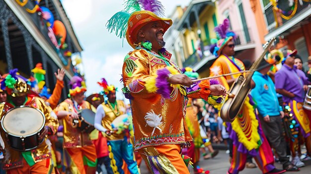 Żywy i żywy obraz świętowania Mardi Gras