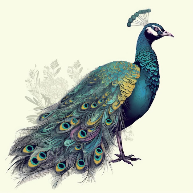 Żywy Ilustracja Peacock W Płaskim Stylu