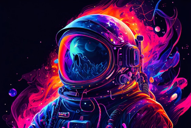 Żywy kolor ilustracji głowy astronautów Generatywne ai