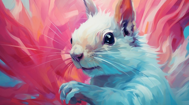 Żywy obraz białej wiewiórki na kolorowym tle