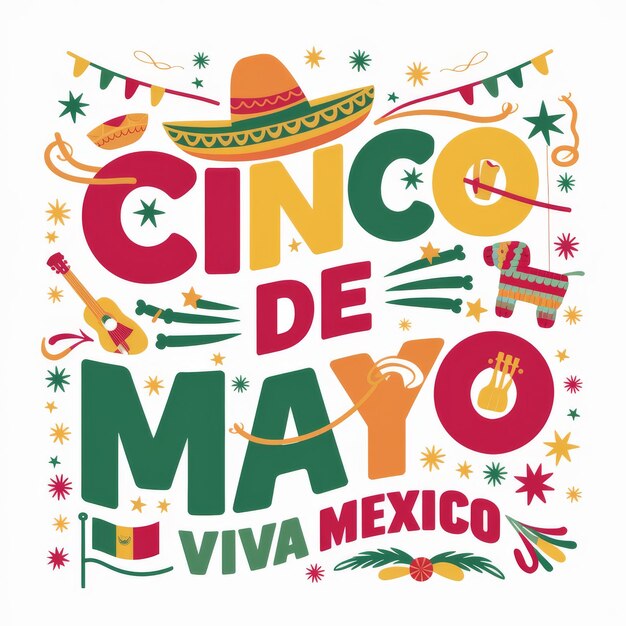 Zdjęcie Żywy plakat cinco de mayo z meksykańskimi symbolami