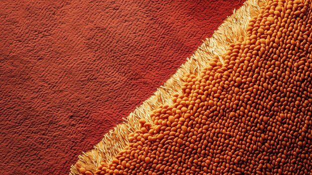 Żywy podział teksturowanych czerwonych i złotych tkanin pokazujących kontrast i wzór
